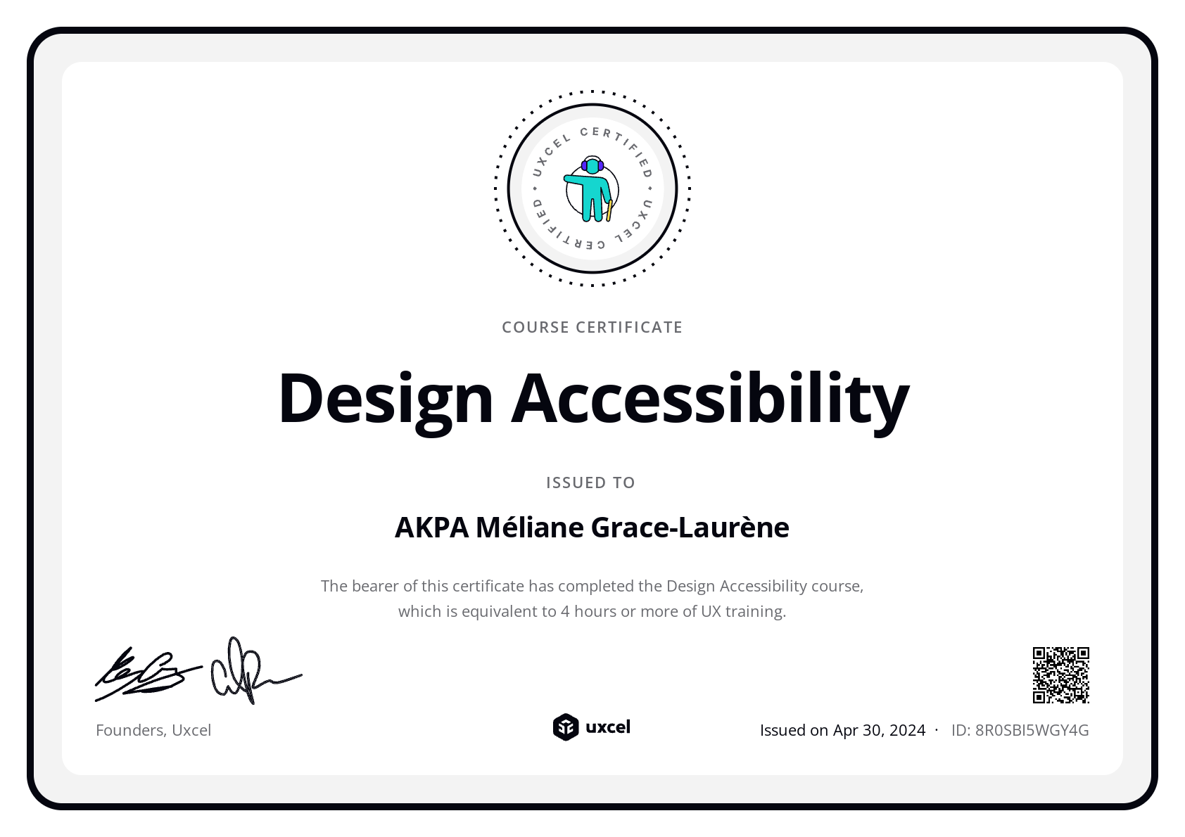 AKPA Méliane Grace-Laurène's certificate